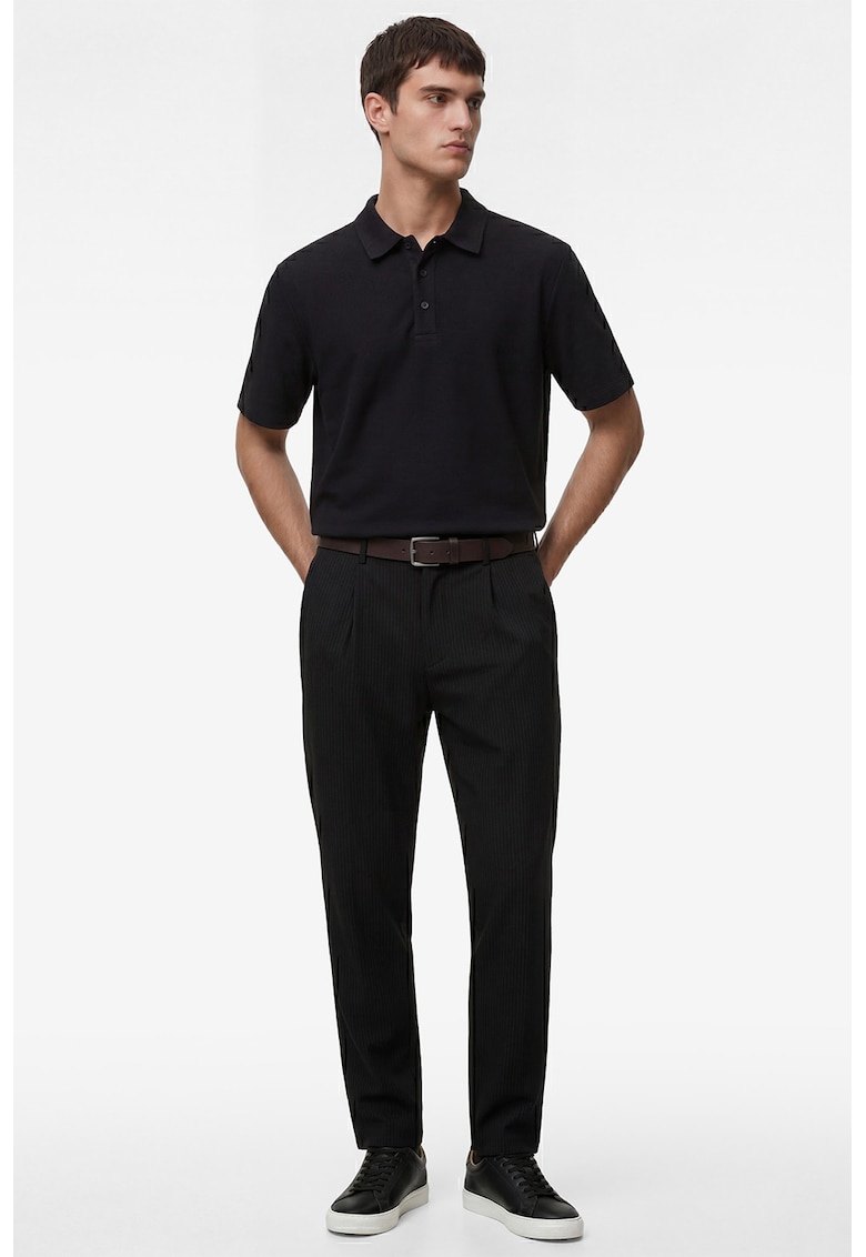 Tricou polo texturat - Negru