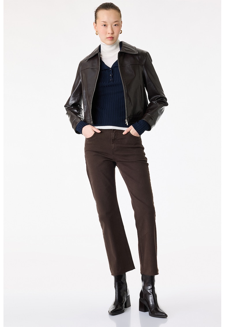 Blugi regular fit cu buzunare - Maro inchis