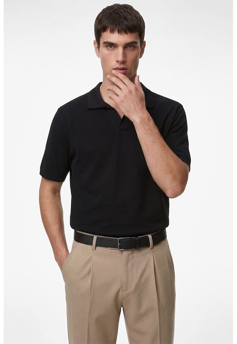 Tricou regular fit cu guler polo