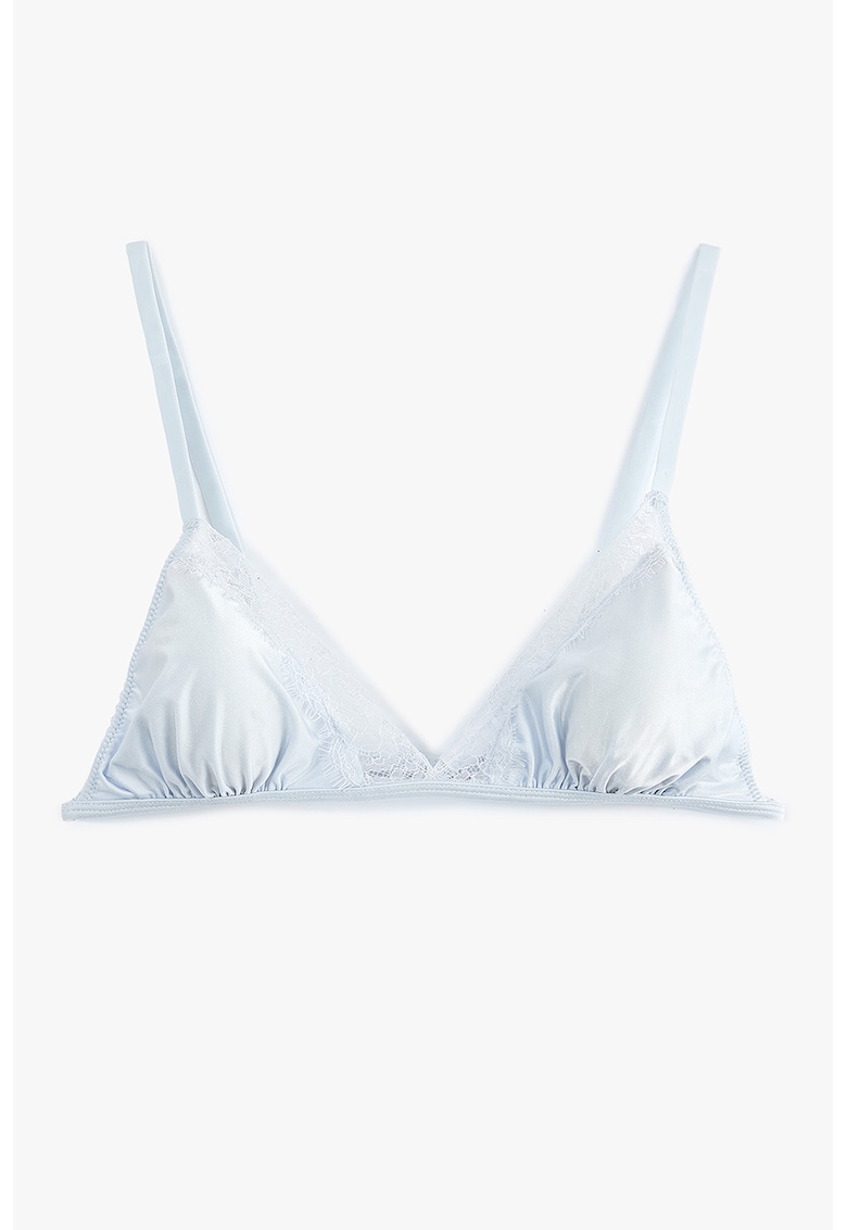 Sutien triunghiular cu garnituri de dantela - Albastru pastel