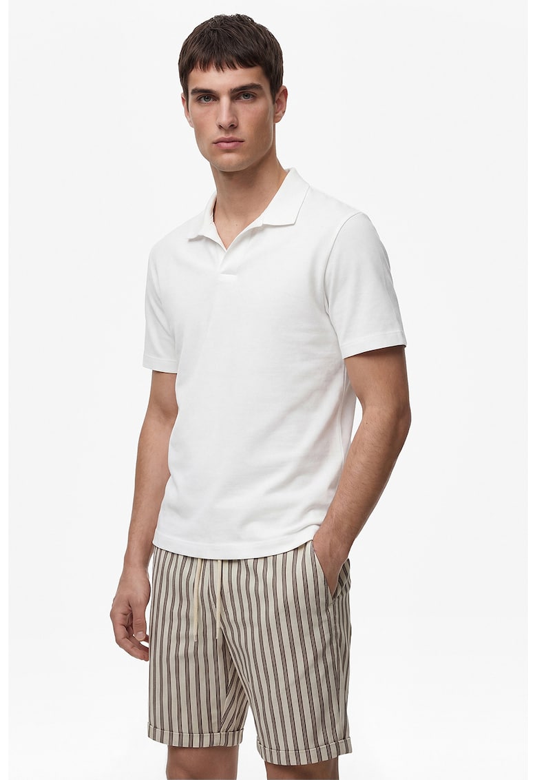 Tricou regular fit cu guler polo - Alb
