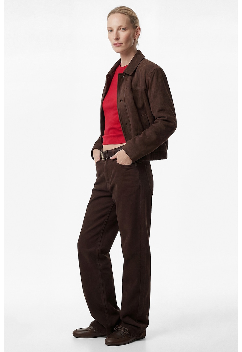 Blugi mom fit cu talie medie - Maro inchis