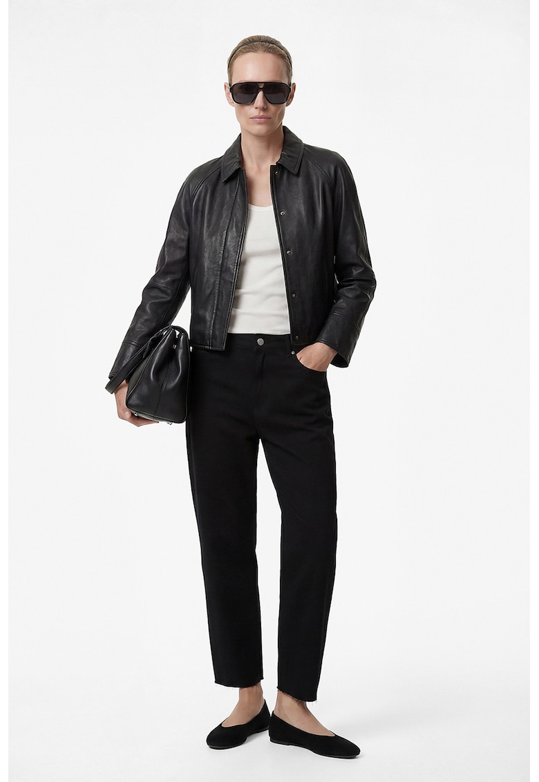 Blugi mom fit cu talie medie - Negru