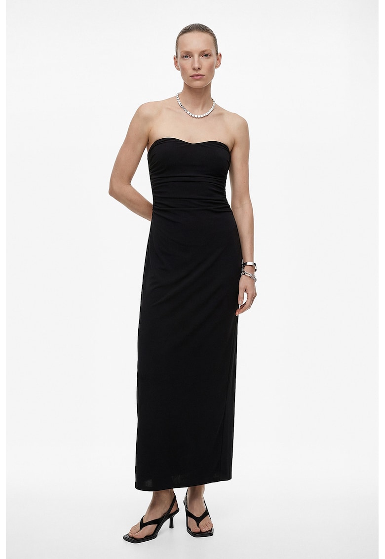 Rochie maxi cu decolteu sweetheart - Negru
