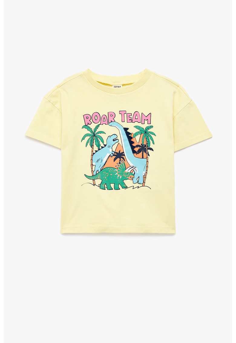 Tricou de bumbac cu imprimeu - Galben pastel