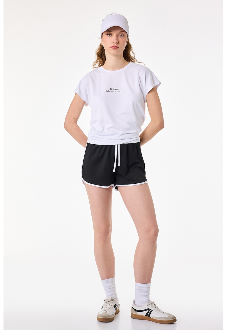 Tricou lejer cu imprimeu text - Alb