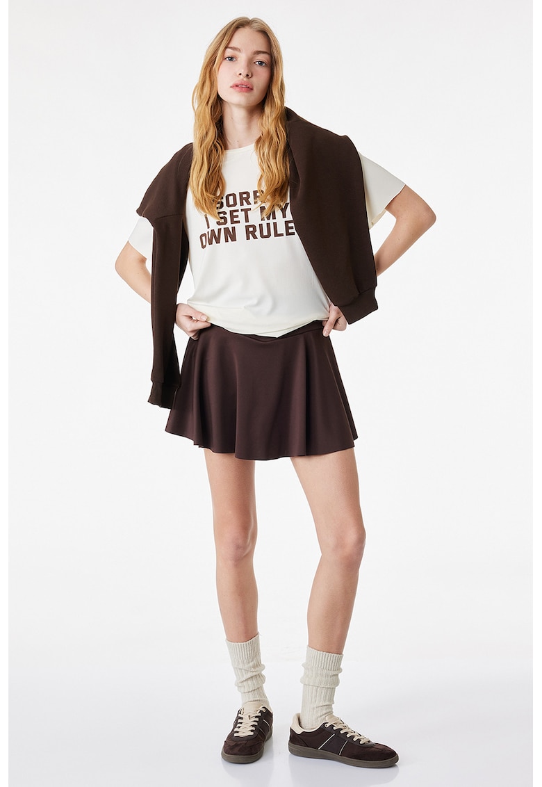 Tricou cu imprimeu text - Alb