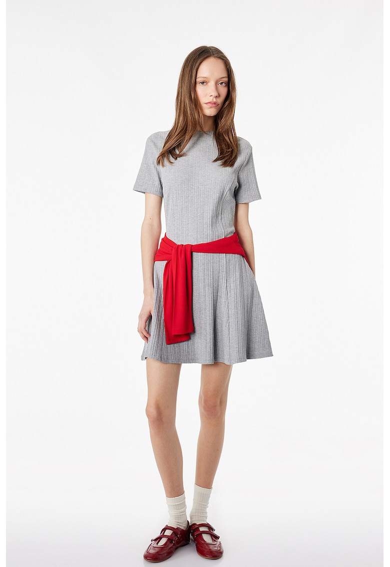 Rochie scurta si evazata - Gri melange
