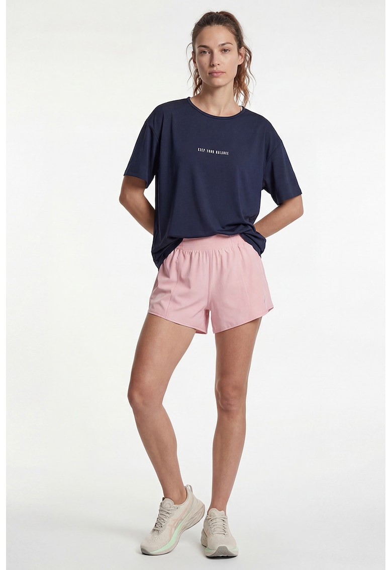 Tricou lejer cu imprimeu text - Albastru inchis