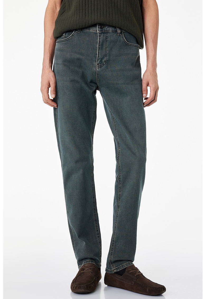 Blugi slim fit cu buzunare - Albastru petrol