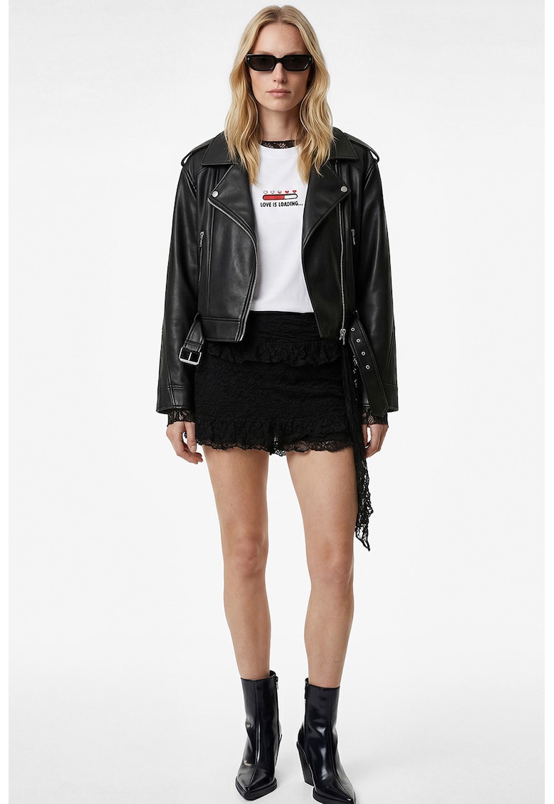 Fusta mini din dantela - Negru