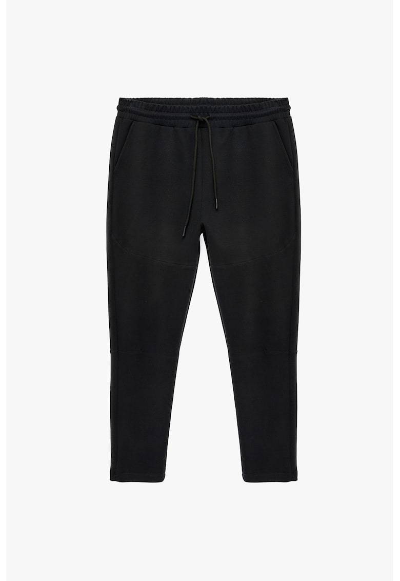 Pantaloni de trening din amestec de bumbac cu snur - Negru