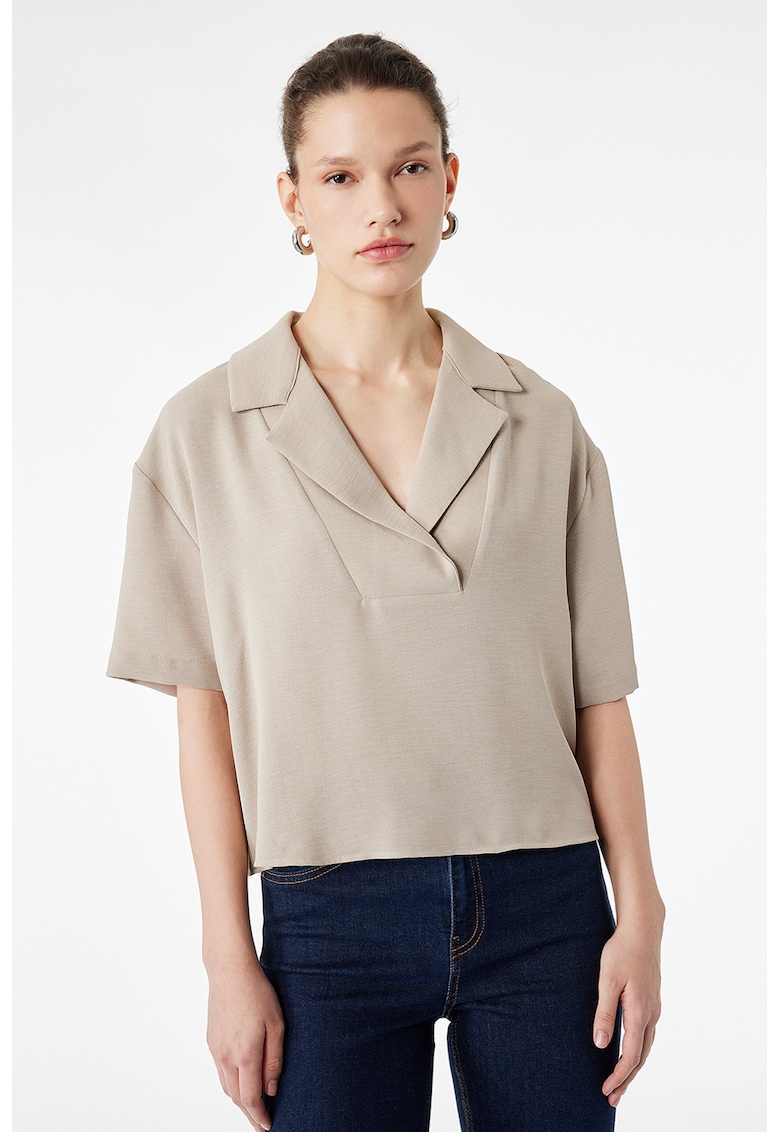 Bluza cu guler si revere - Grej