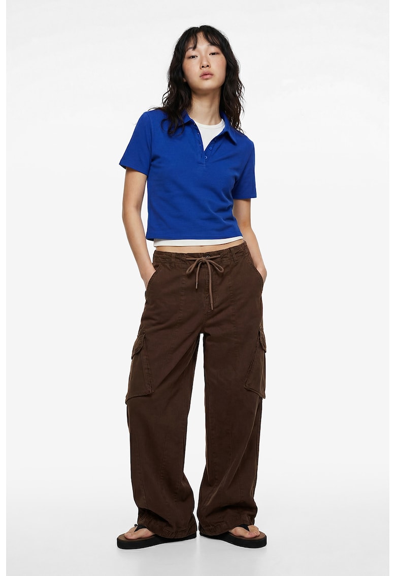 Tricou crop polo - Albastru royal