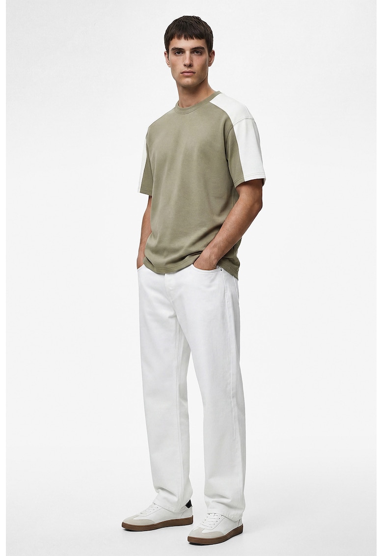Tricou din amestec de bumbac - Alb/Verde stins