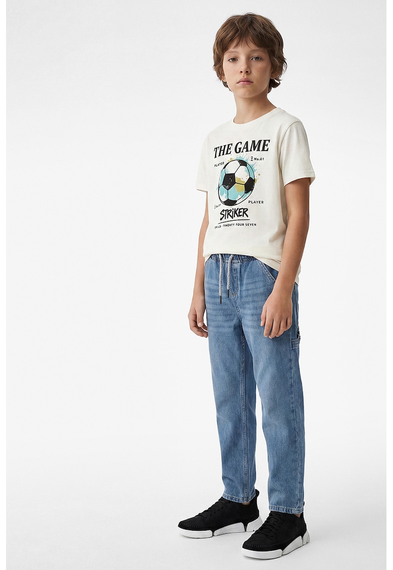 Tricou cu imprimeu cu minge de fotbal - Alb