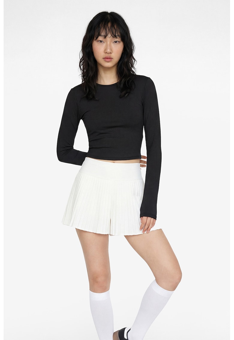 Bluza crop slim fit - Negru