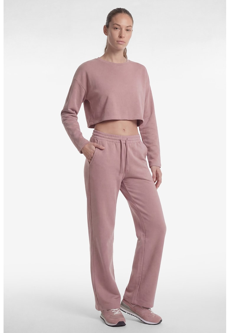 Pantaloni de trening cu croiala ampla si snur de ajustare - Roz prafuit