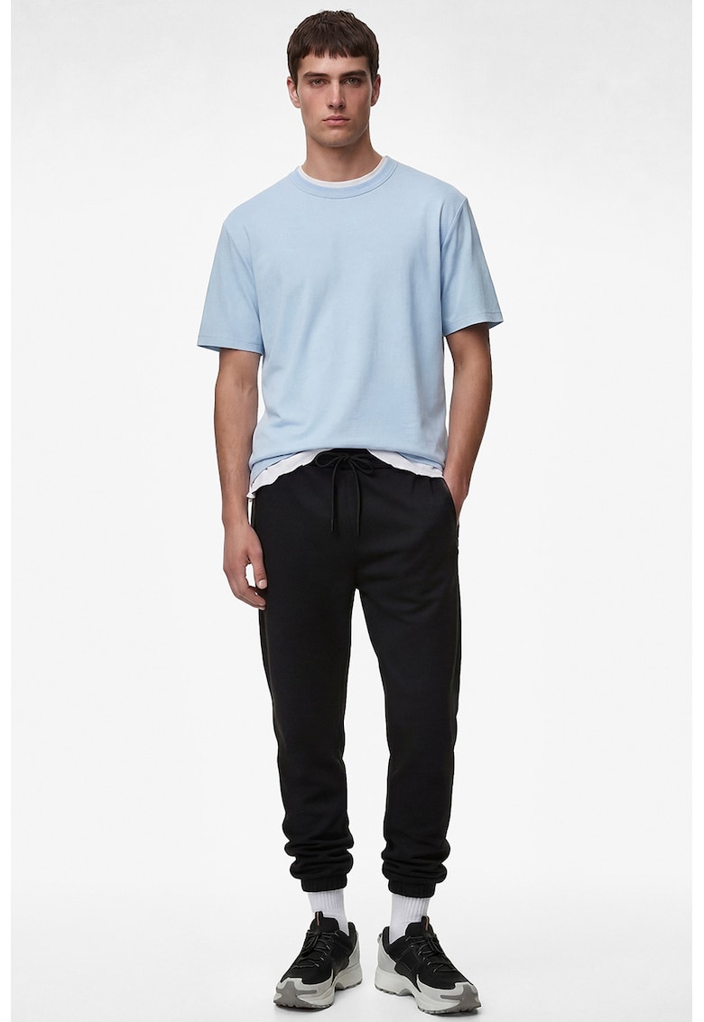 Tricou uni cu decolteu la baza gatului - Albastru pastel