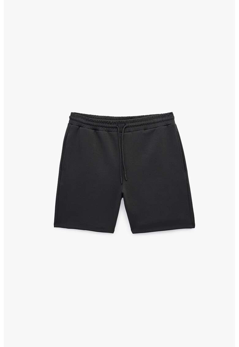 Pantaloni scurti cu snur si buzunare laterale - Gri antracit