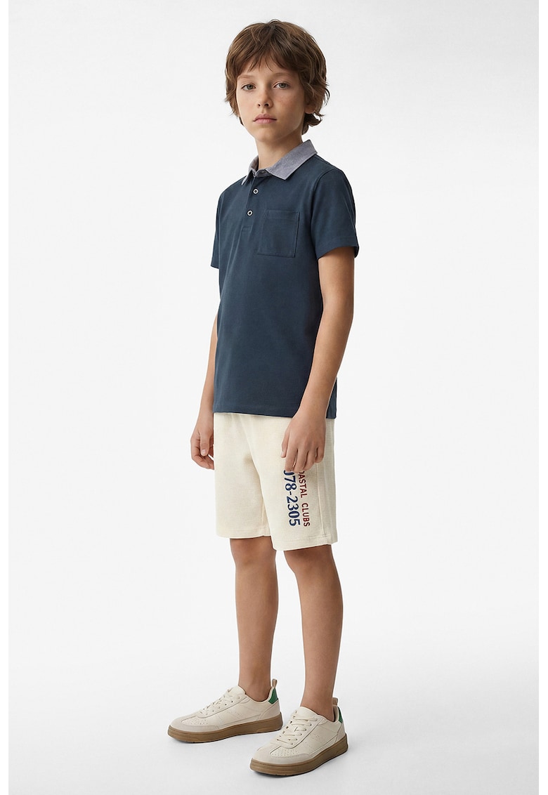 Pantaloni scurti de trening din bumbac cu model texturat - Alb murdar