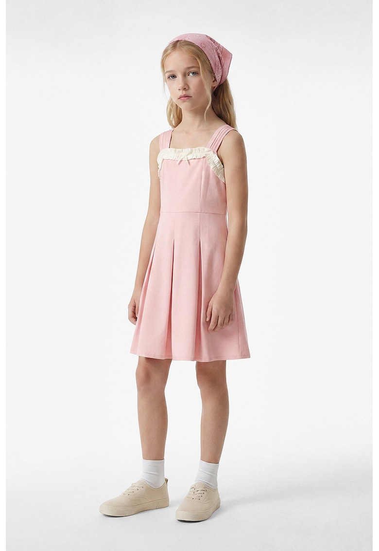 Rochie mini cu pliuri - Roz pastel