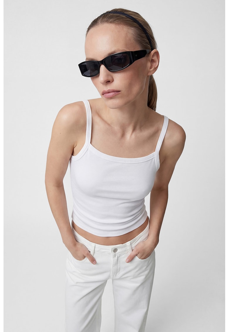 Top slim fit cu decolteu patrat - Alb
