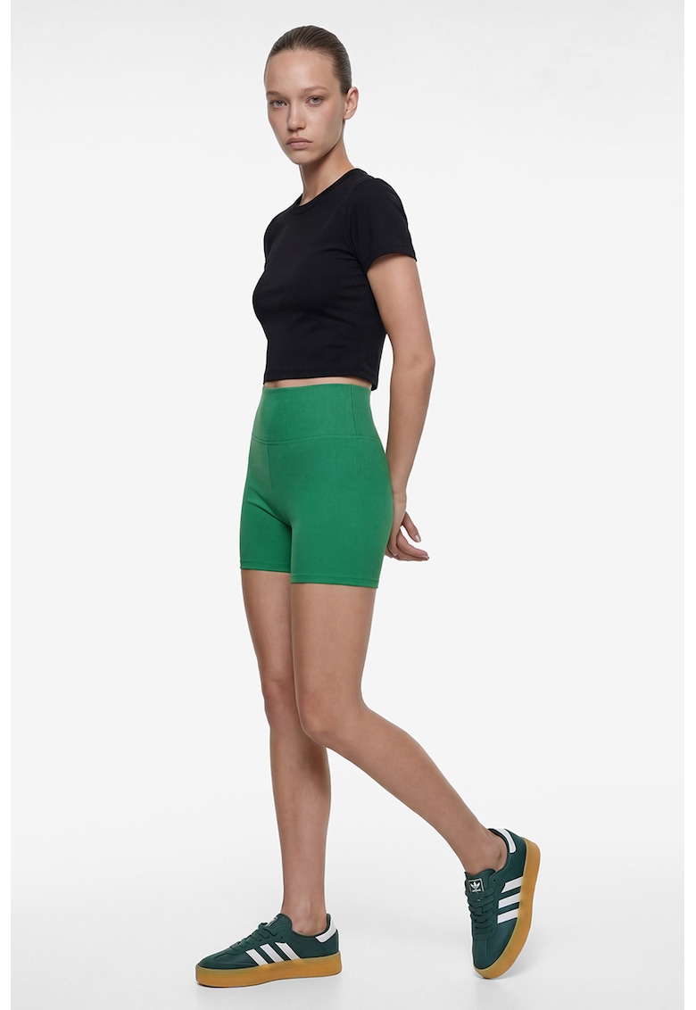 Tricou crop slim fit - Negru