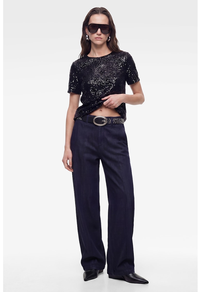 Tricou cu paiete - Negru/Argintiu