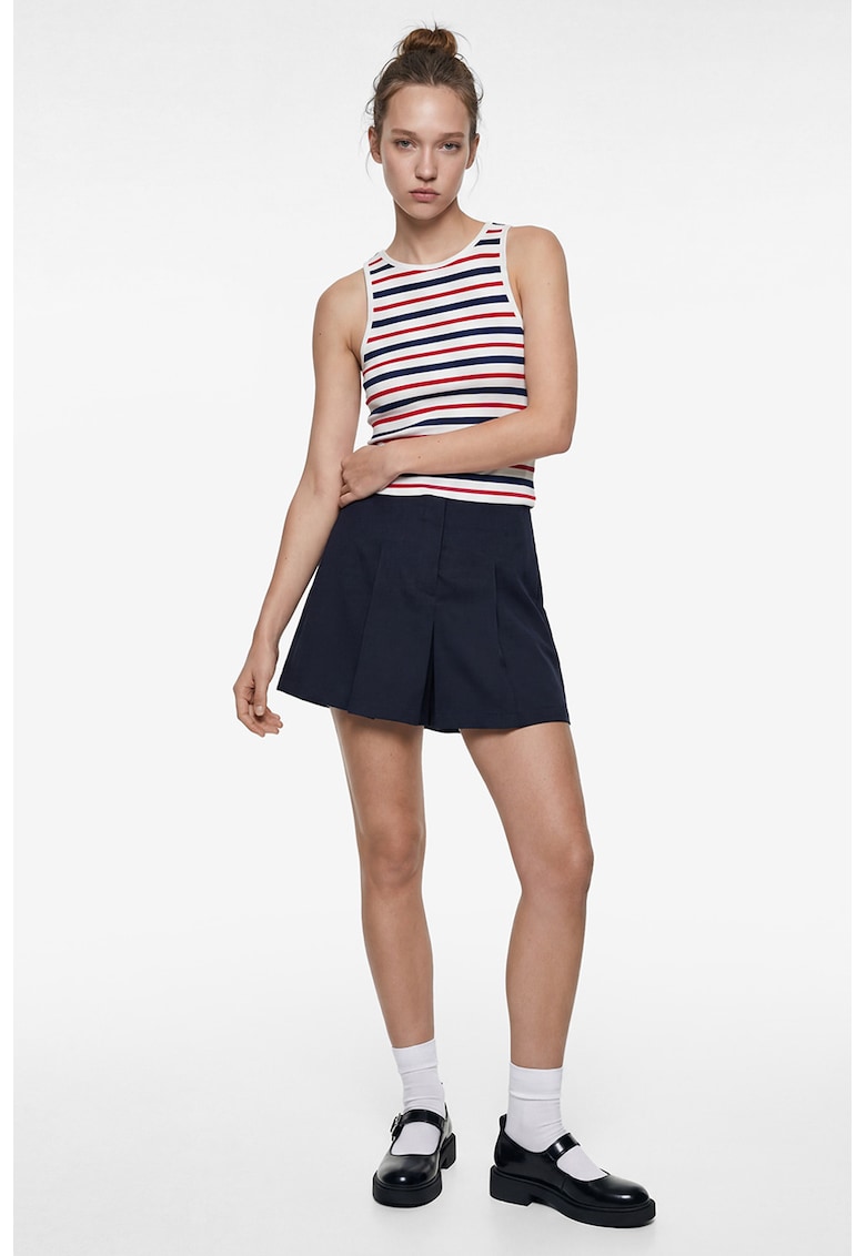 Top slim fit de bumbac cu dungi - Alb/Albastru ultramarin/Rosu aprins