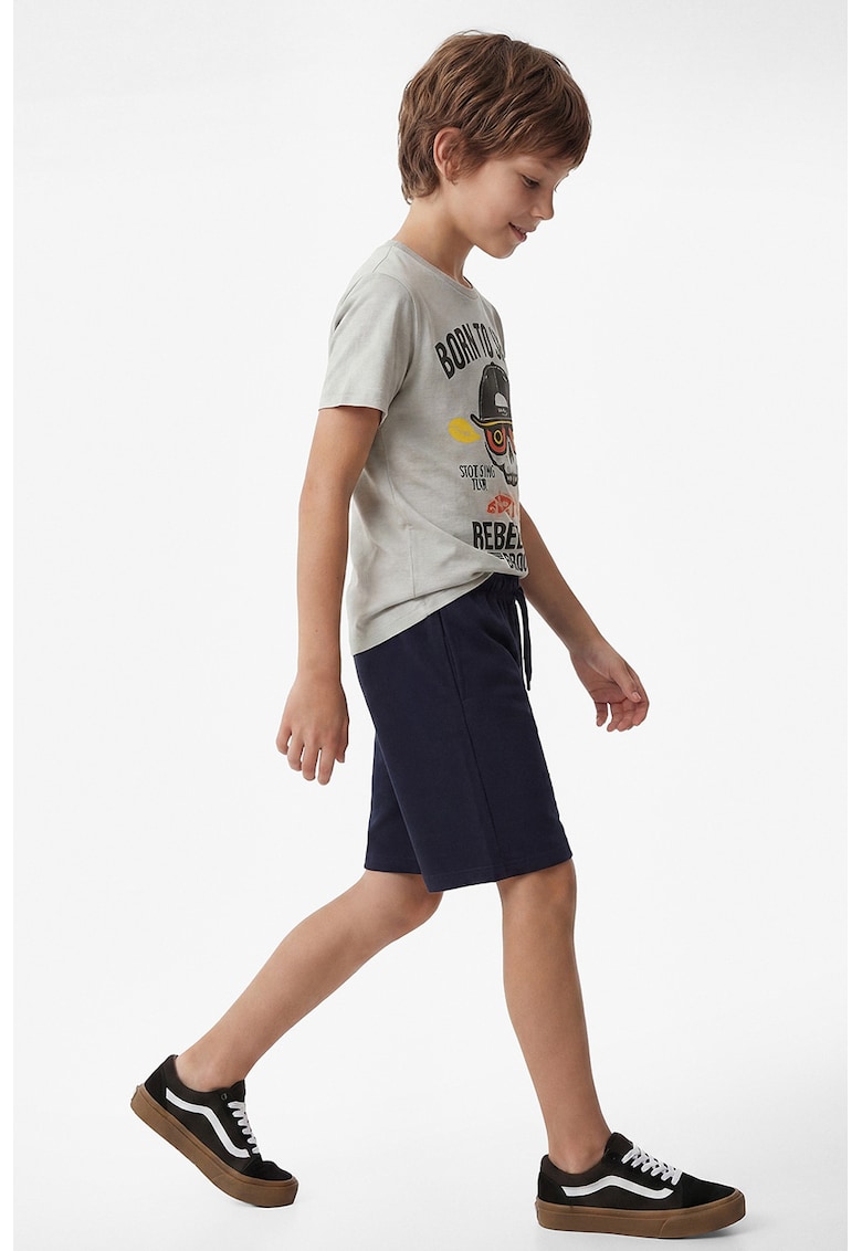 Pantaloni scurti din amestec de bumbac cu snur - Albastru ultramarin