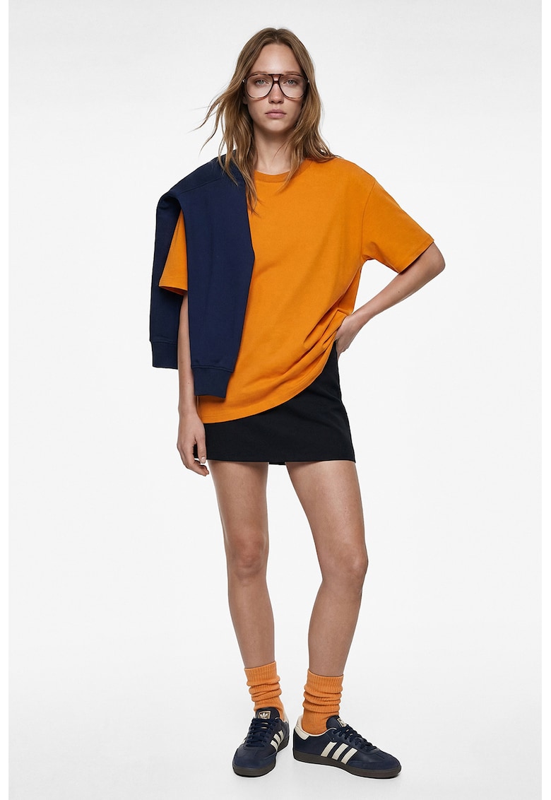 Tricou lejer de bumbac - Portocaliu pal/Portocaliu mandarina