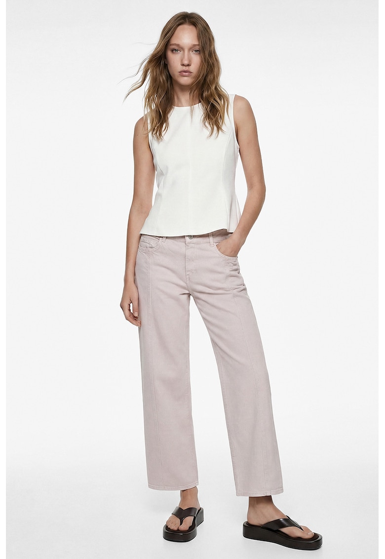Blugi crop cu croiala ampla Bianca - Nude rose