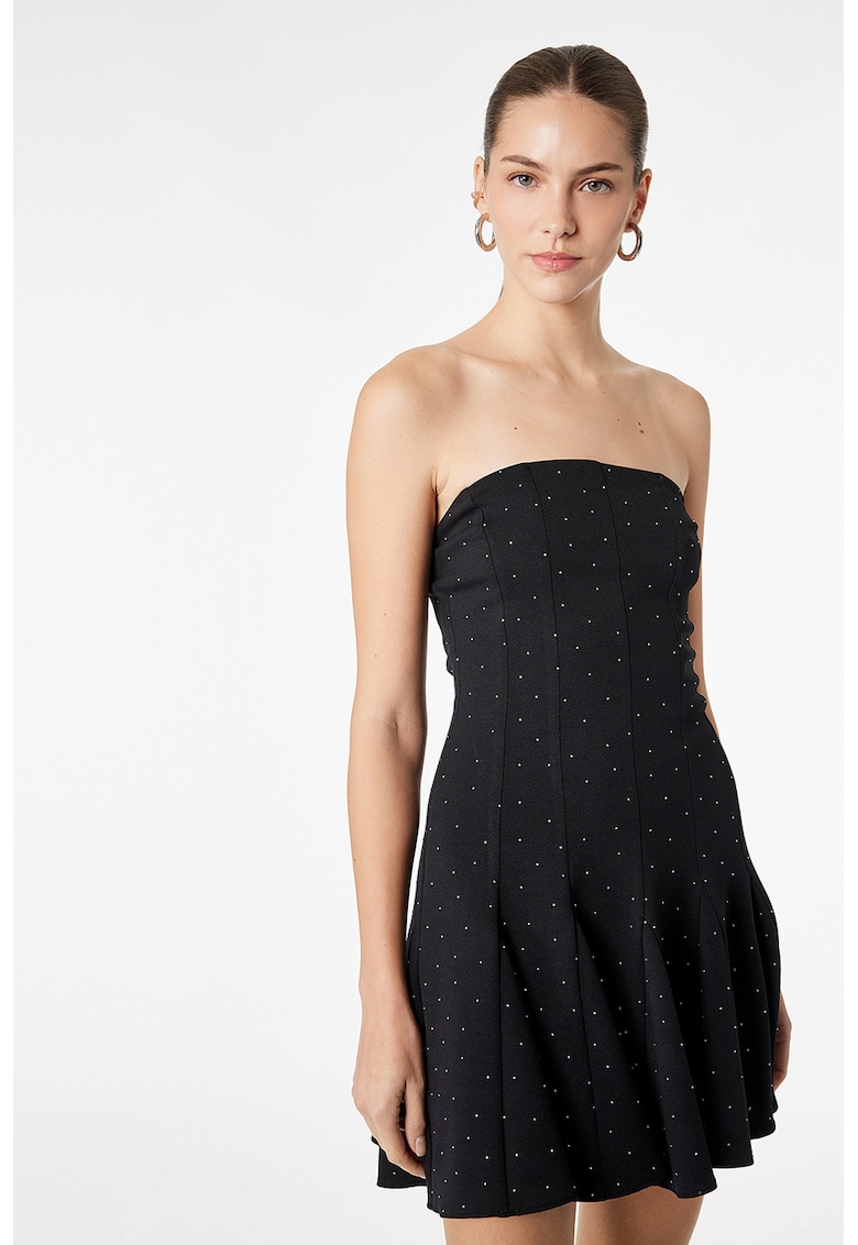 Rochie scurta fara maneci - Negru/Argintiu