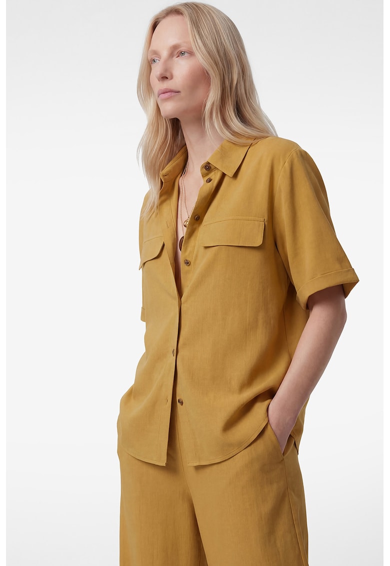 Camasa uni regular fit - Galben mustar