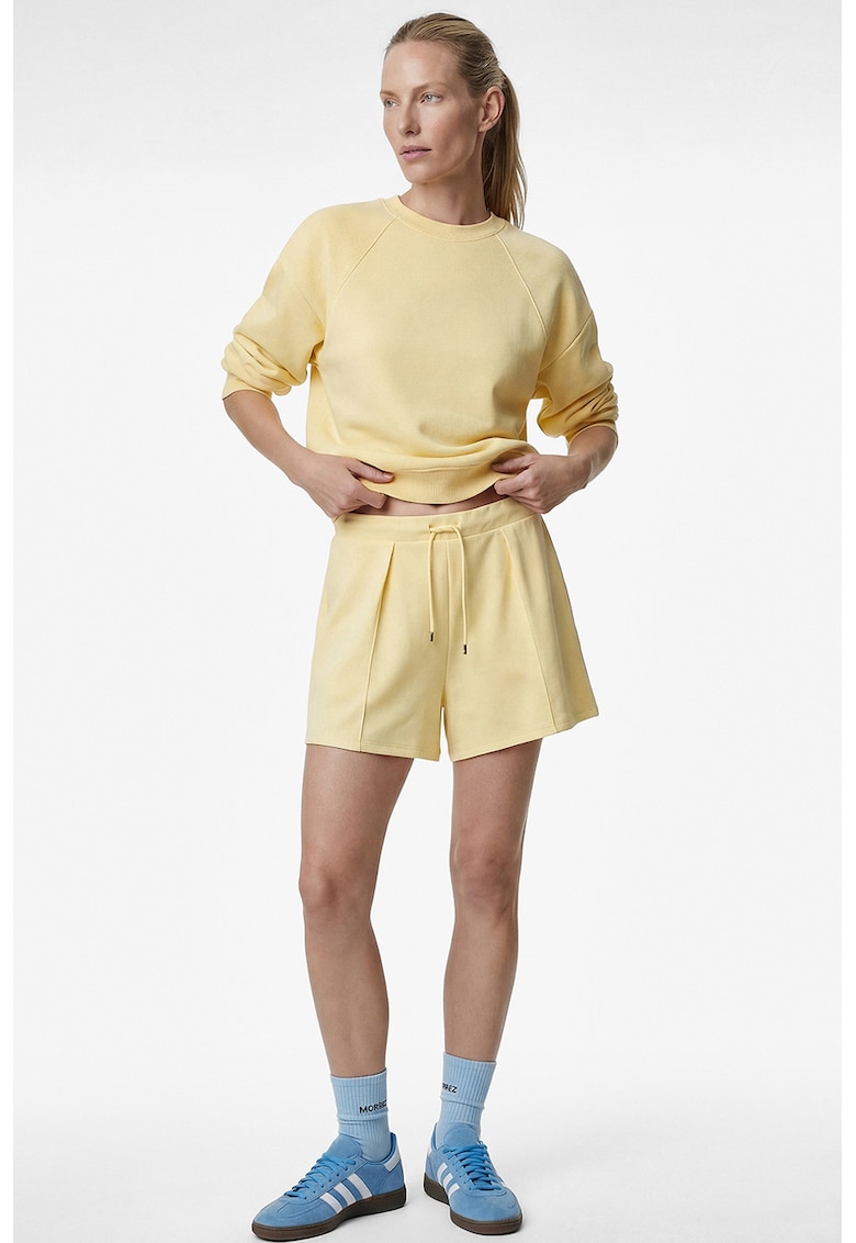 Pantaloni scurti uni cu snururi - Galben deschis