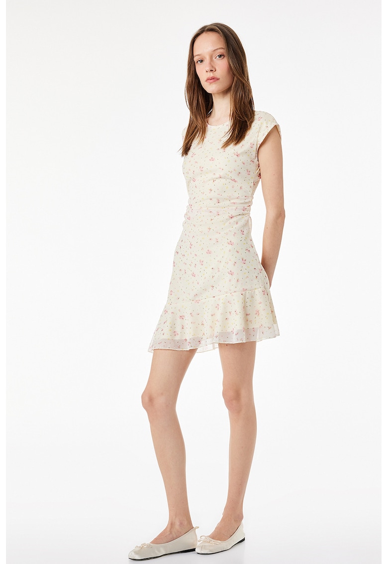 Rochie mini cu model floral - Roz deschis/Bej deschis