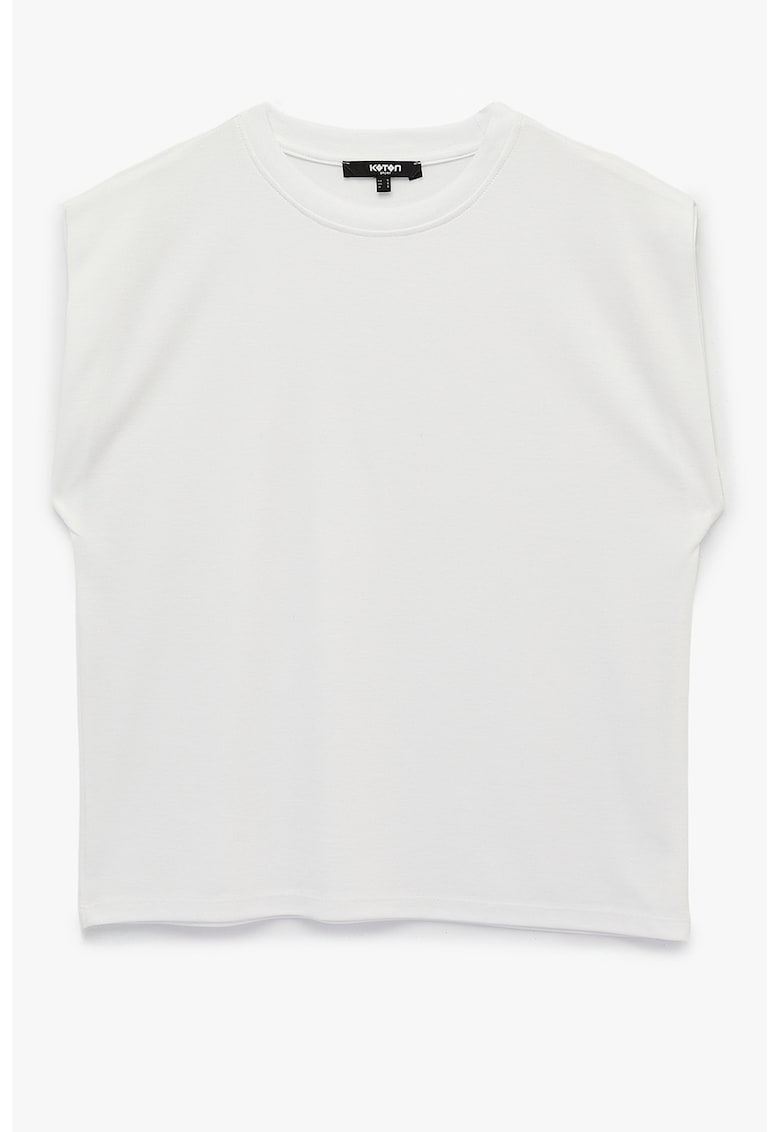 Tricou fara maneci din amestec de modal - Ecru