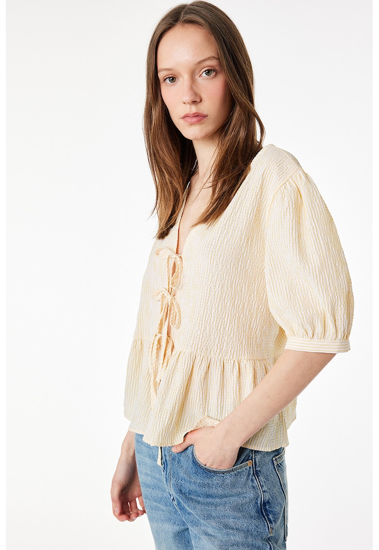 Bluza cu maneci bufante - Crem