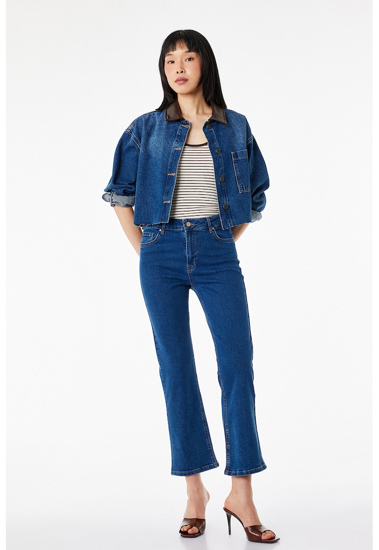 Blugi crop evazati - Albastru oceanic
