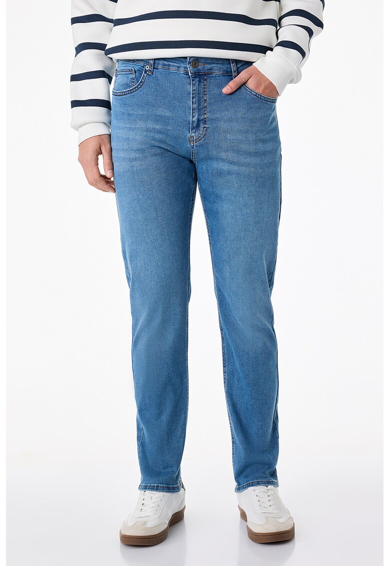 Blugi slim fit cu talie medie - Albastru royal