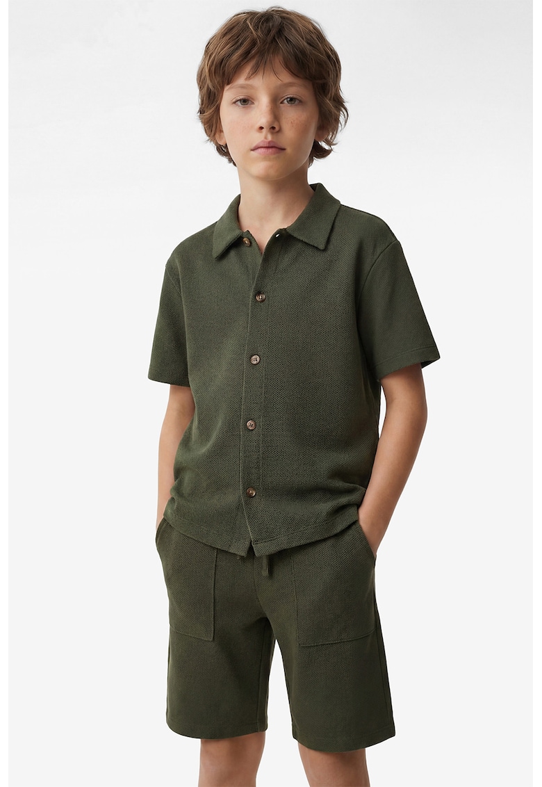 Camasa regular fit cu maneci scurte - Verde masliniu