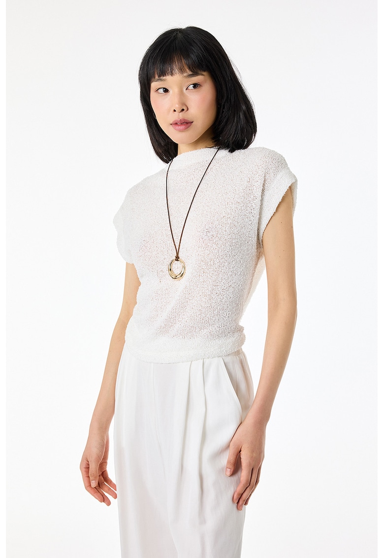 Bluza uni din amestec de bumbac - Alb murdar