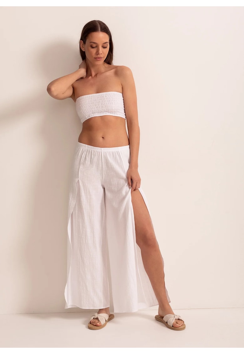Pantaloni Capri Dama Bumbac - Alb
