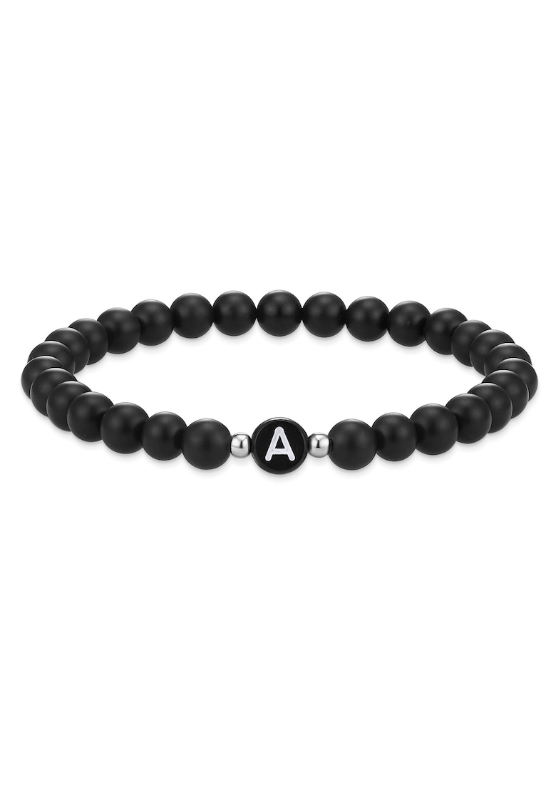Bratara unisex cu margele de agat - Negru