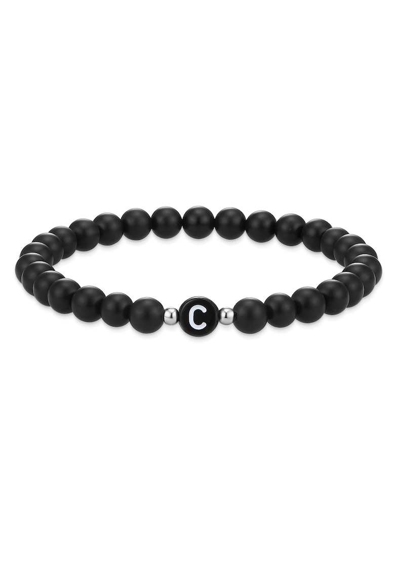 Bratara unisex cu margele de agat - Negru