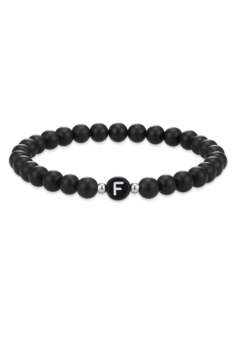 Bratara unisex cu margele de agat - Negru