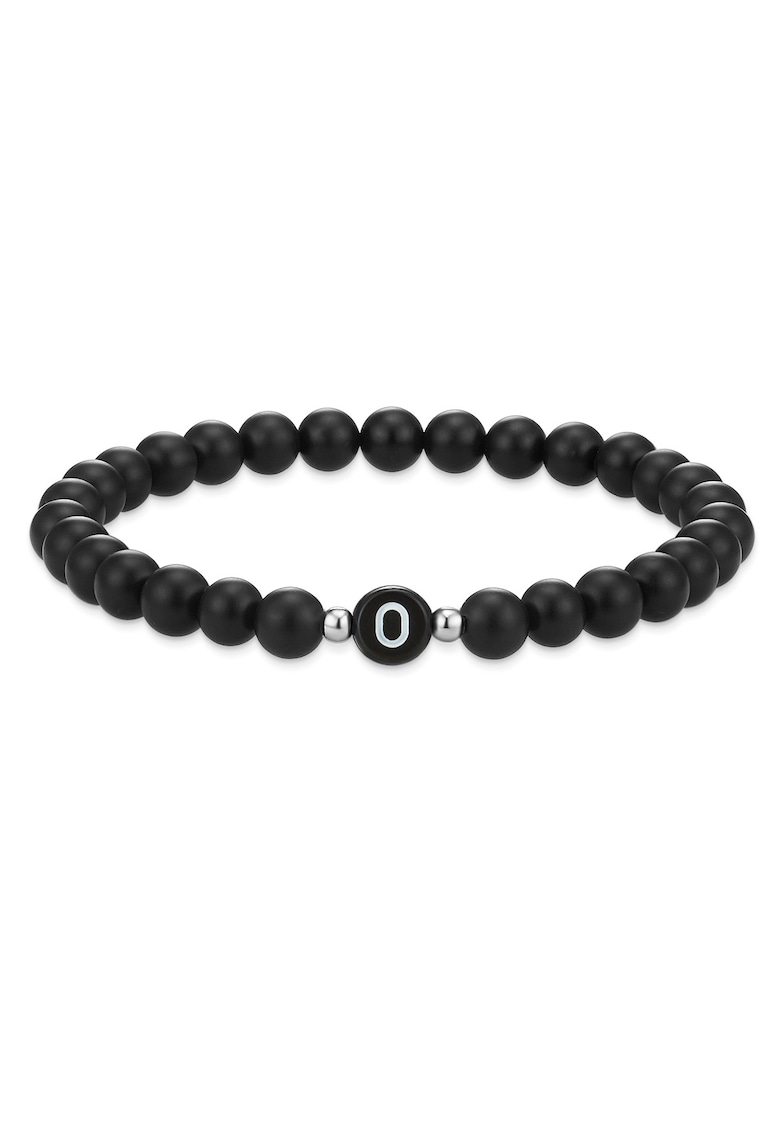 Bratara unisex din agat decorata cu litere - Negru
