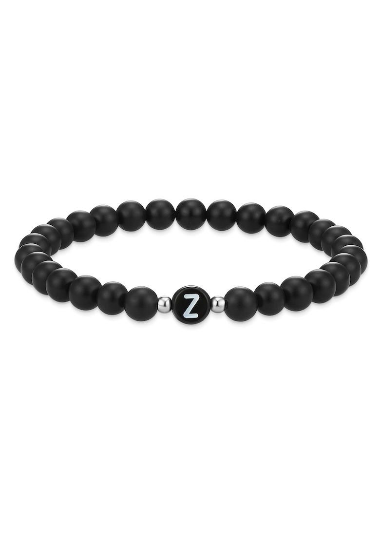 Bratara unisex din agat decorata cu litera Z - Negru
