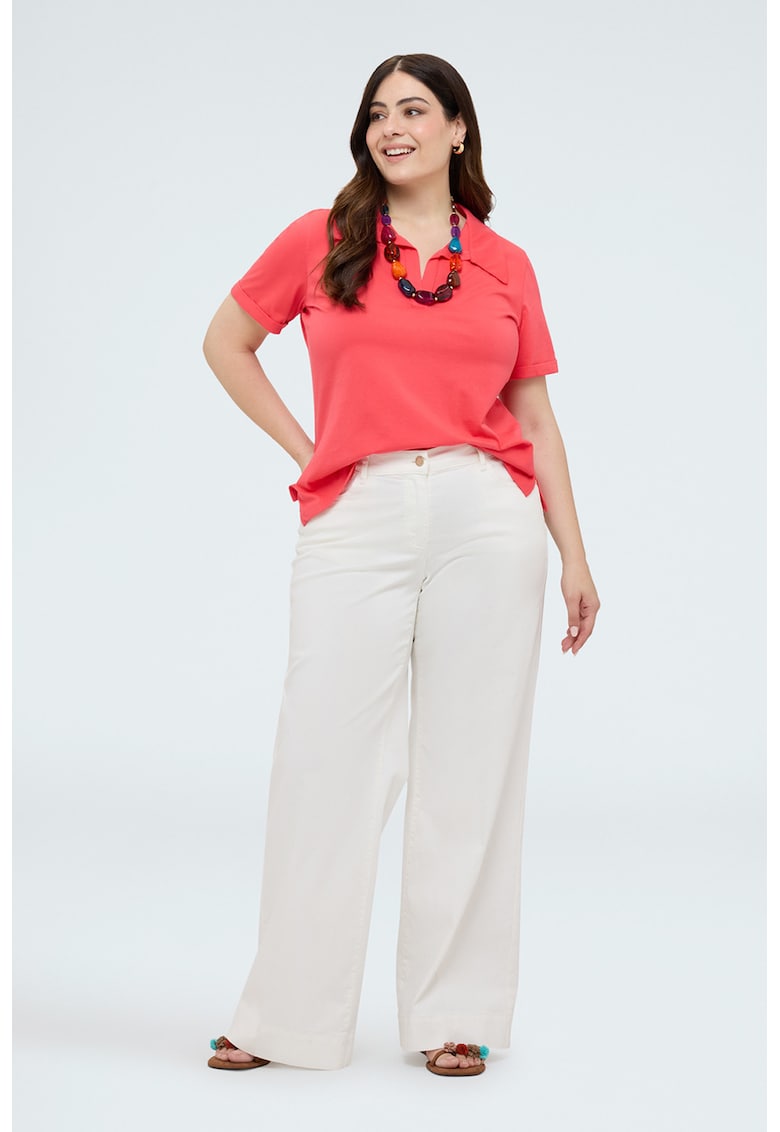 Tricou polo cu model uni - Rosu corai
